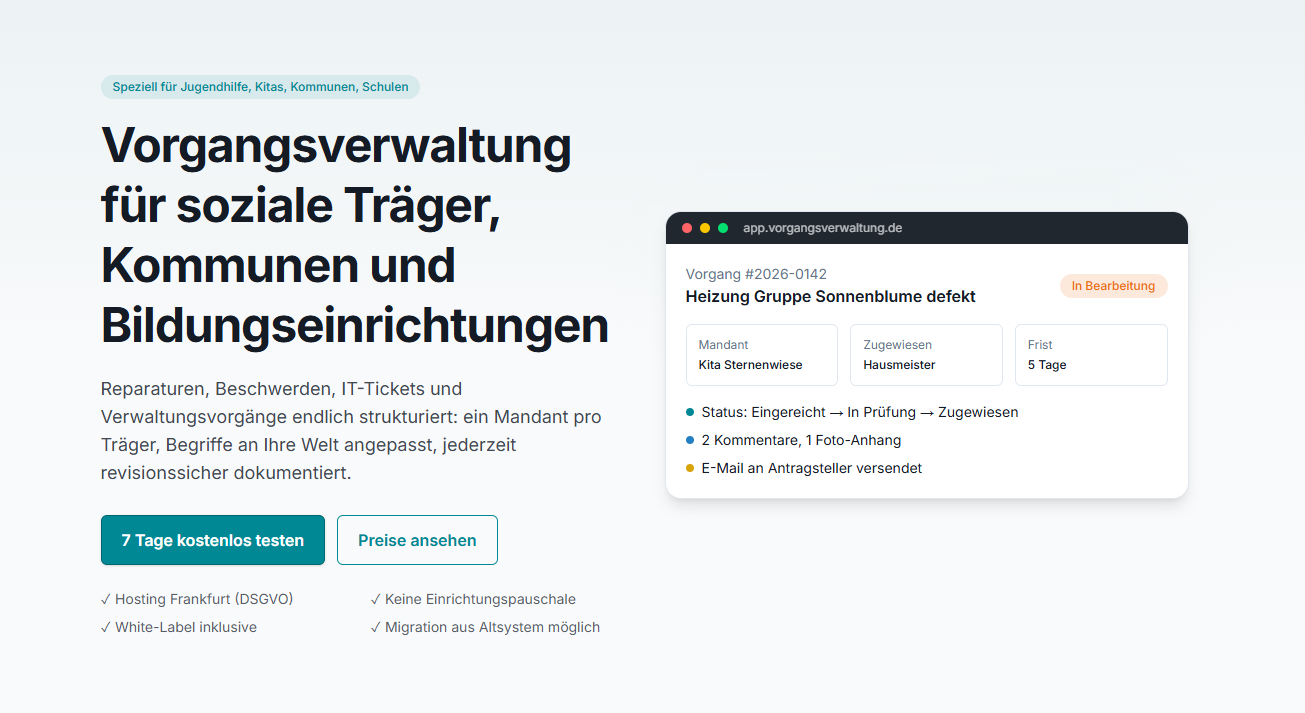 Vorgangsverwaltung für Organisationen und mehrere Standorte